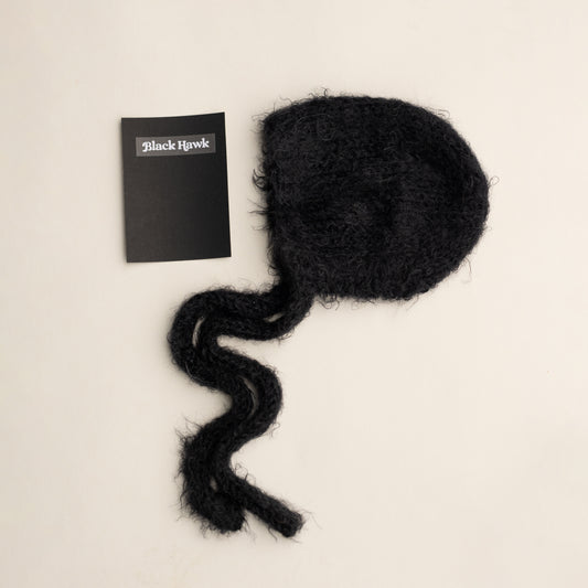Fuzzy Knit Bonnet | Black Hawk