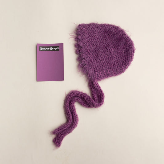 Fuzzy Knit Bonnet | Grapey Grapes